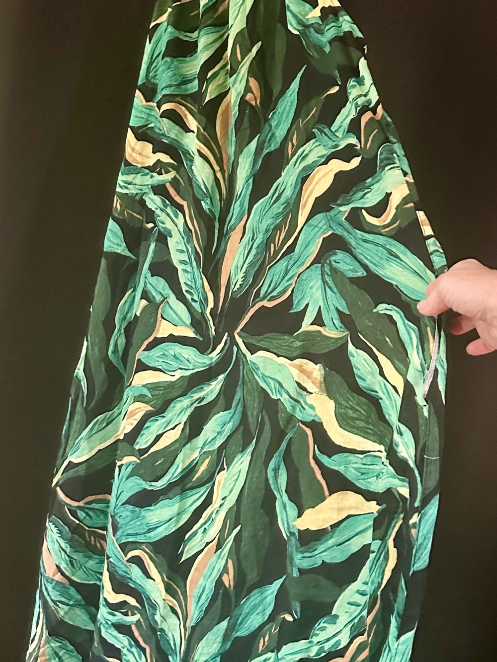 Rachel Zoe Black Dress with Teal and Cream Leaf Print